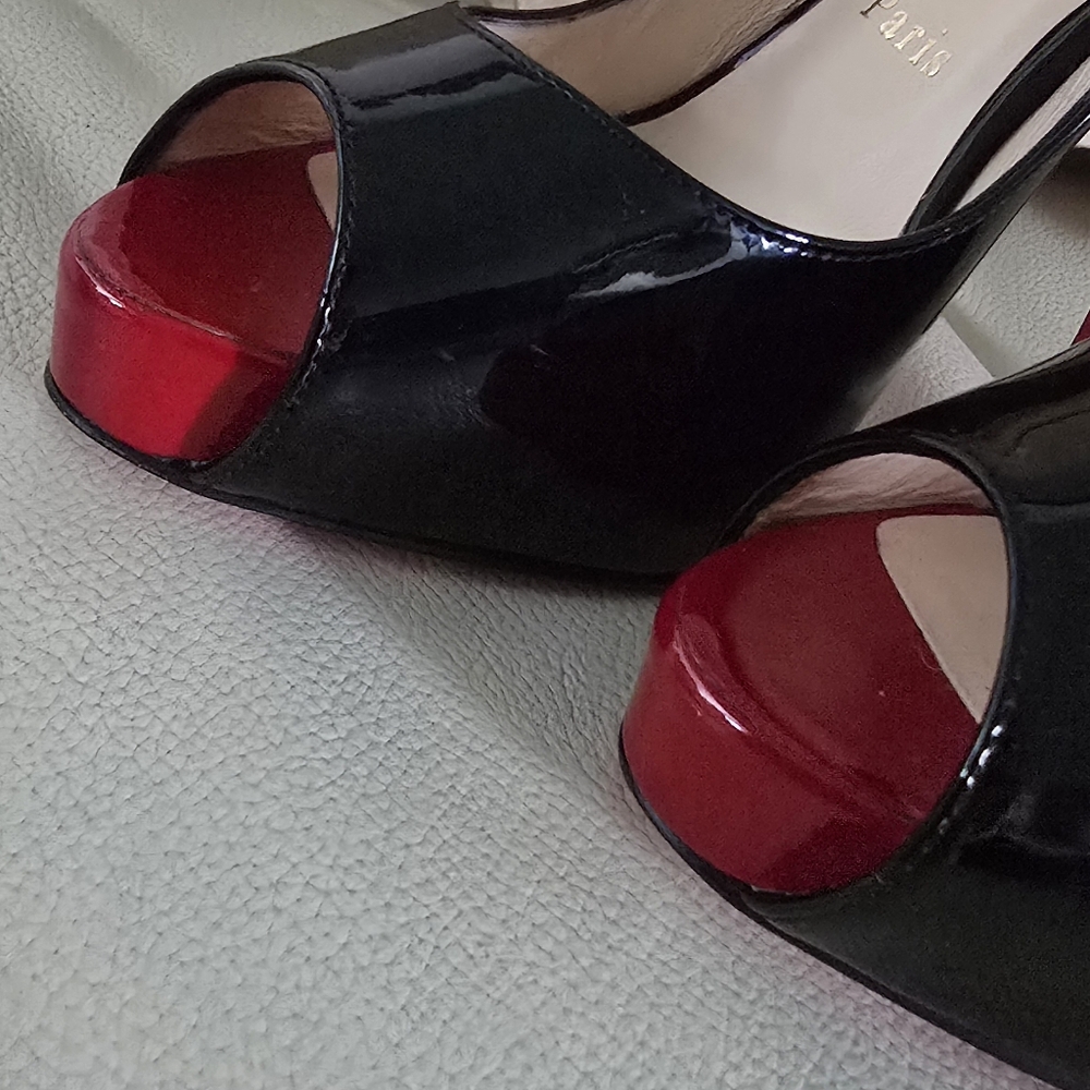 Christian Louboutin Patent Leather Peep Toe Slingback Heels US 6 / EU 36 - Picture 7 of 12
